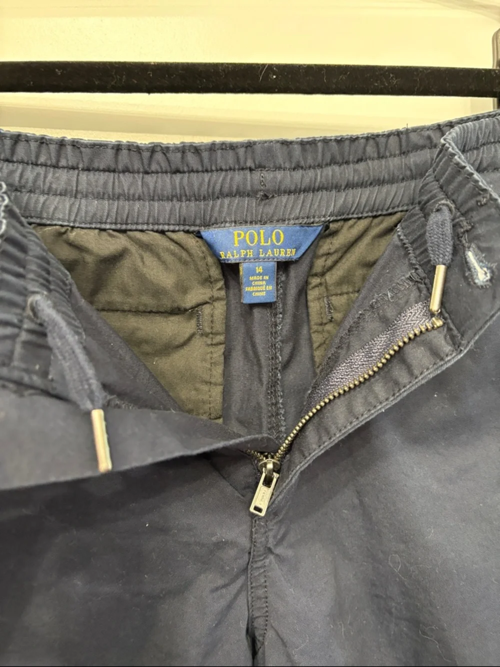 Ralph Lauren Boys Large Navy Shorts with Red Pony Embroidery